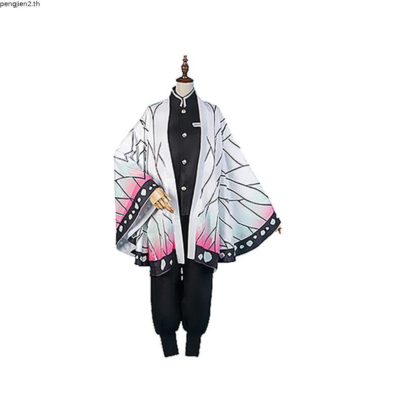 Kochou Shinobu คอสเพลย์ Demon Slayer เครื่องแต่งกายคอสเพลย์ อะนิเมะ Shinobu Haori วิกผม ชุดกิโมโน สํ