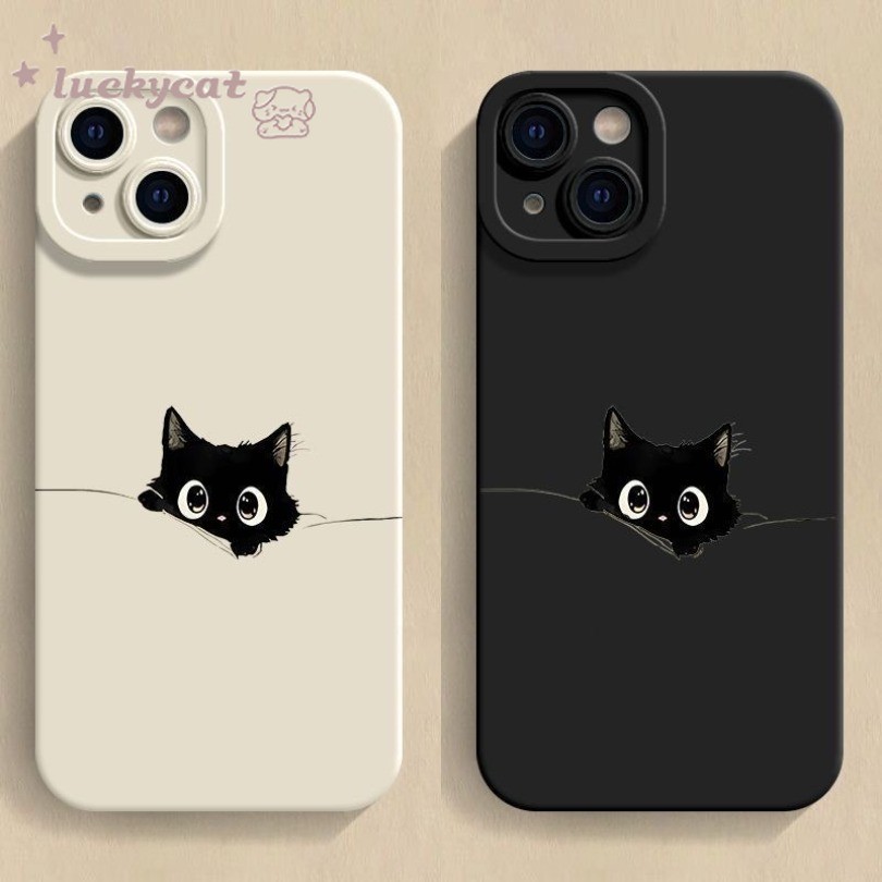 การ์ตูนแมวดําเคสโทรศัพท์สําหรับiPhone 17 16 15 14 13 12 11 Pro Max X Xr Xs Max 7 8 Plus SE2020