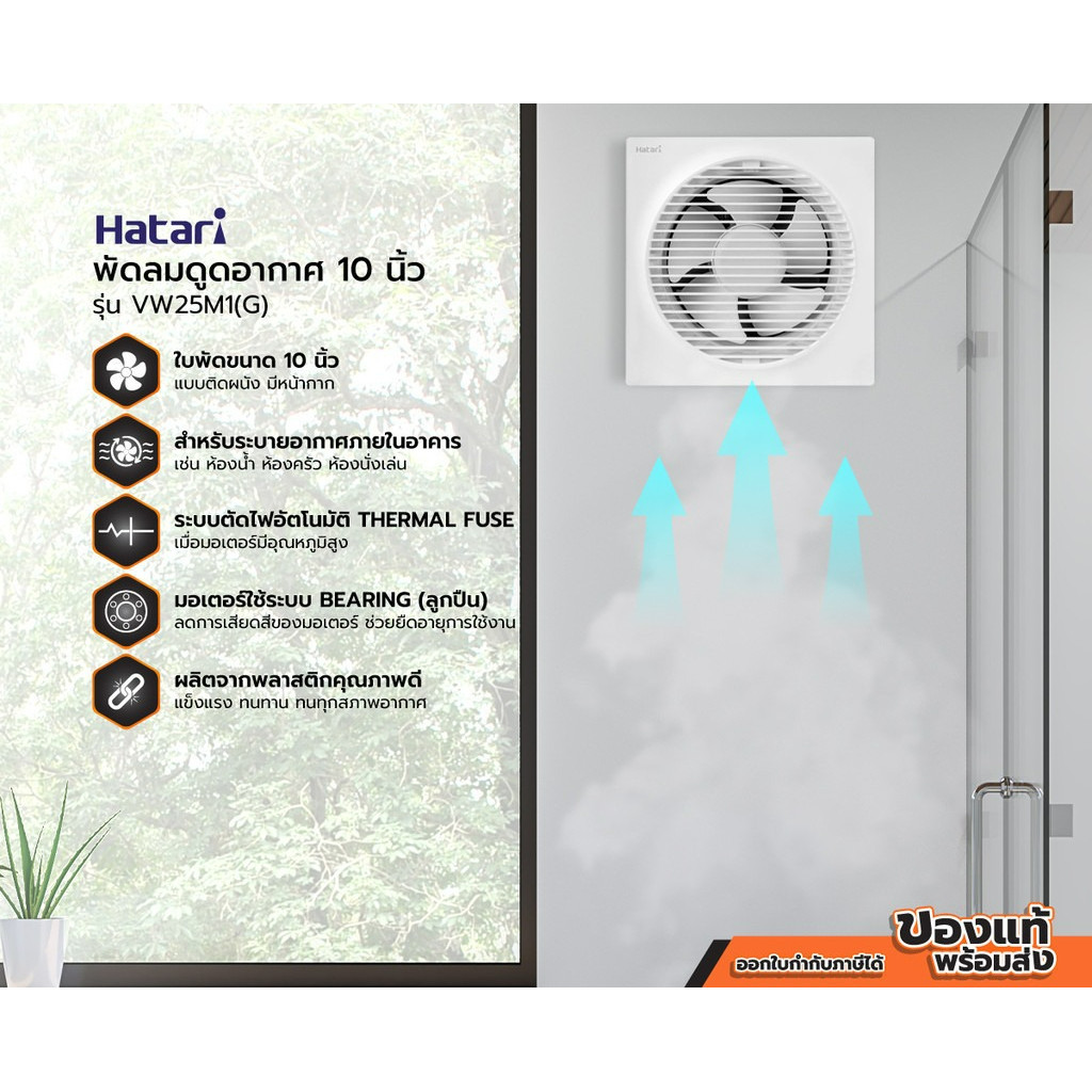 พัดลมดูดอากาศ 10 นิ้ว HATARI รุ่น VW25M1(G)