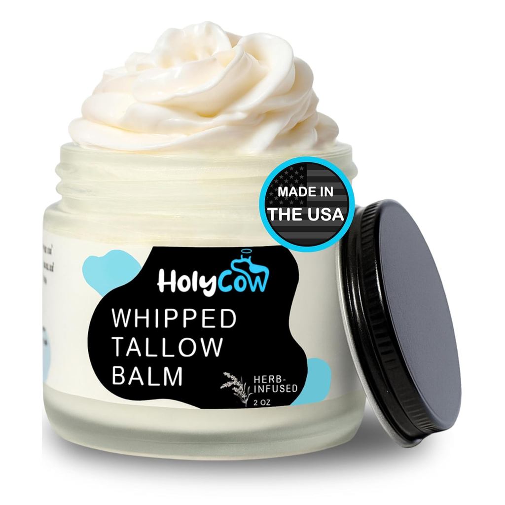 HolyCow100%GrassFedBeefTallowFor-WhippedTallowBalmwithOrganicJojobaOil(ไม่มีกลิ่น/Herb-Infused),Gras