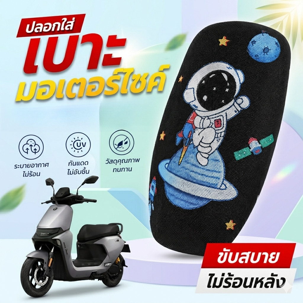 ผ้าหุ้มเบาะมอเตอร์ไซต์ 3D ตาข่ายรังผึ้ง แห้งเย็น กันลื่น ระบายอากาศ กันร้อน พร้อมส่ง