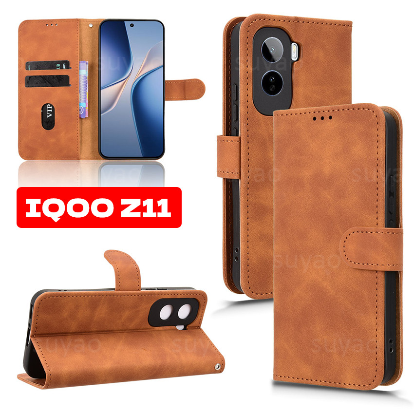 สําหรับ Vivo IQOO Z11 5G 2026 เคสโทรศัพท์ขาตั้งปลอกหนัง IQOOZ11 VivoIQOOZ11 กระเป๋าสตางค์ PU กันกระแทก Anti-Fall วงเล็บแม่เหล็กซิลิโคนปกหลัง