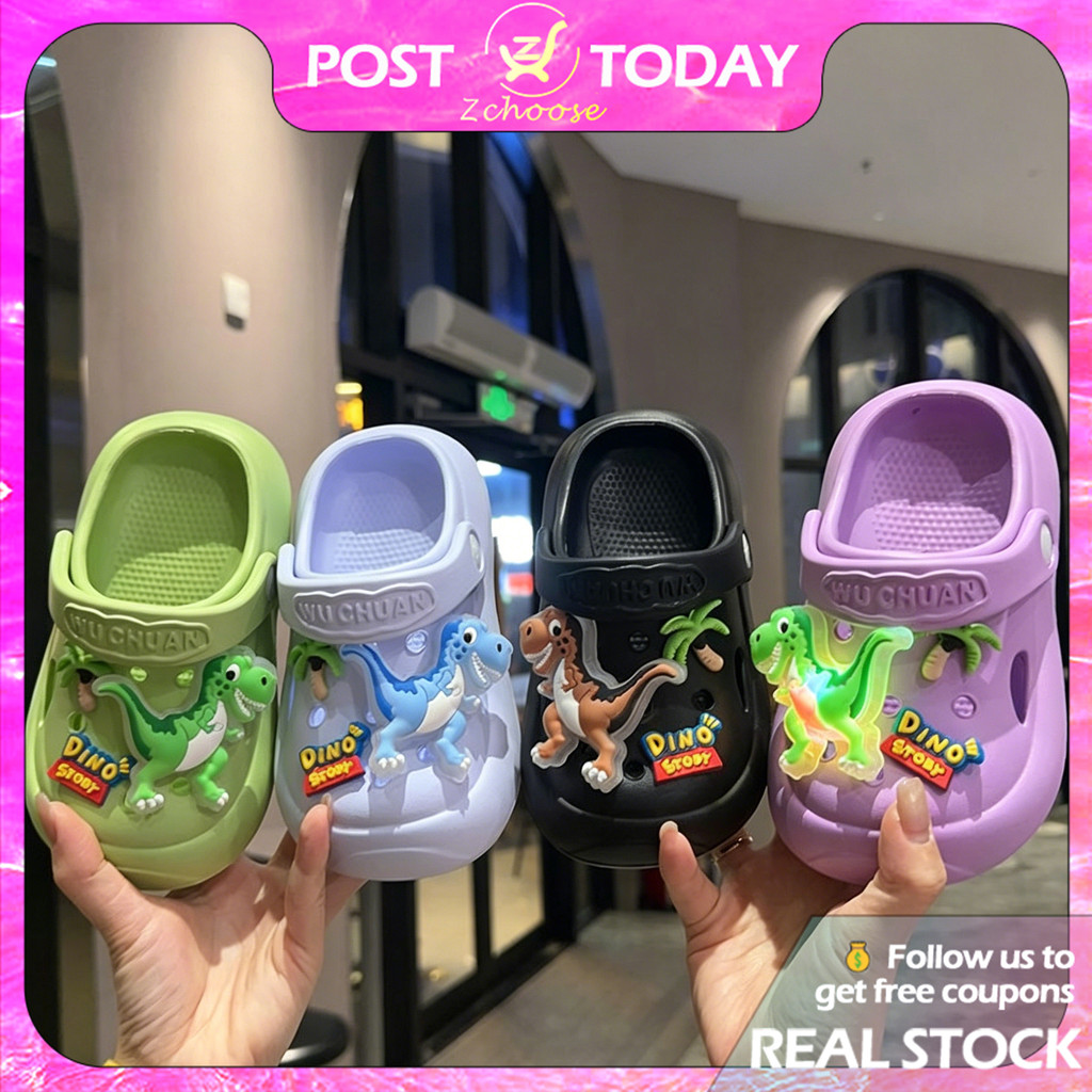 🦖🇹🇭พร้อมส่ง🇹🇭 Glowing Dinosaur รองเท้าแตะเด็กไดโนเสาร์ไฟLED กันลื่น ใช้เล่นทะเลได้