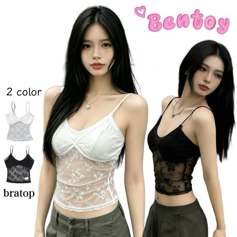 Bentoy 2777 พร้อมส่ง เสื้อสายเดี่ยว บราทอป 2สี ดีไซน์ลูกไม้ทั้งตัวเซ็กซี่น่ารัก ฟองน้ำในตัว