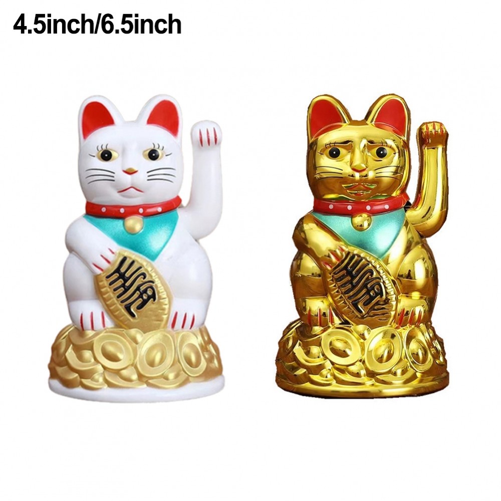 ดึงดูดความมั่งคั่งจีน Lucky Waving Cat Maneki Neko Gold Feng Shui 6 5 นิ้ว