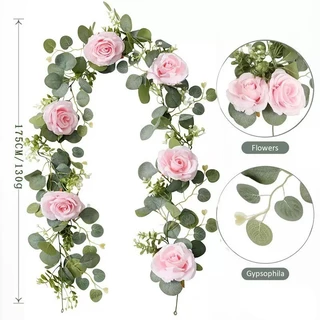 พร้อมส่ง ดอกไม้ปลอม เถาวัลย์ปลอม ดอกคาเมลเลีย ใบไม้ปลอม สวยเหมือนจริง ตกแต่งบ้าน งานแต่งงาน ปาร์ตี้