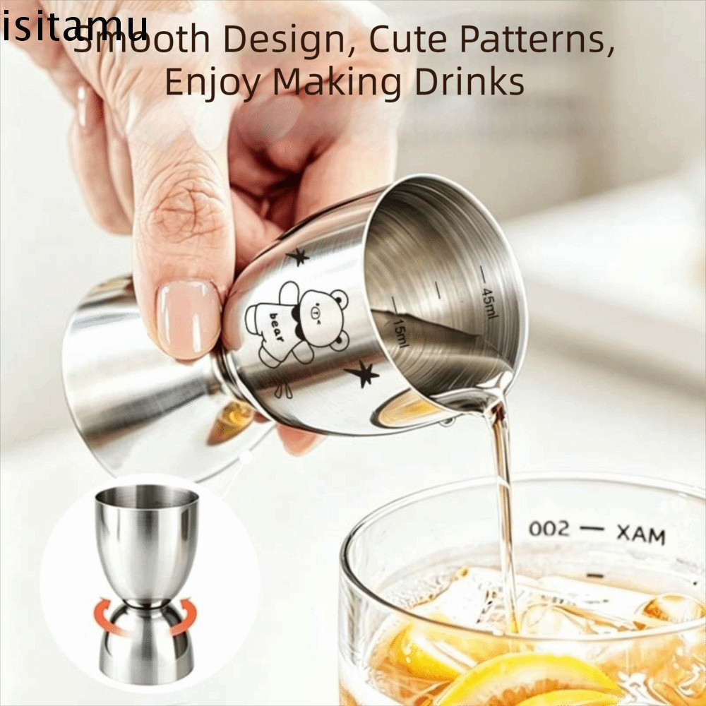 ISITAFT Dual Heads Jigger, with Scale 30/60ML Stainless Steel Jigger, Creative Accurate Cartoon Patt