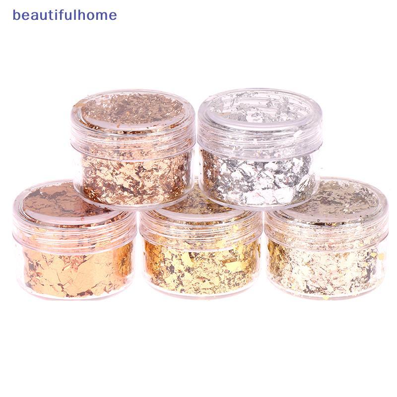 [ใหม่] Gold Leaf Flakes Gold ฟอยล์ภาพวาด Art Nail Decor กระดาษฟอยล์เรซินแม่พิมพ์บรรจุ [TH]