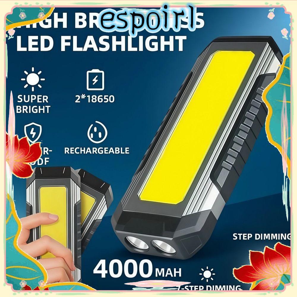 ESPOIR COB ทํางาน,กันน้ํา 218650 ไฟฉายแม่เหล็ก,Multimode Strong Light LED 4000mAh Camping ไฟฉายกลางแจ้ง Night Light