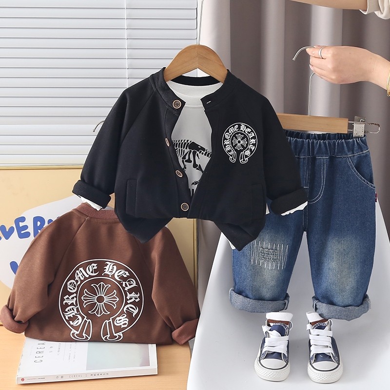 Premium 3in1 Boys Jacket Set Bomber Jacket It.s Dinosrur T-Shirt Long Pants