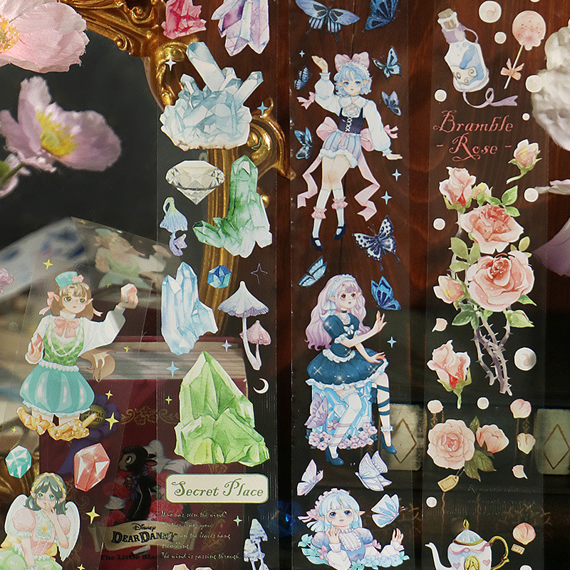 P PET Tape Rose Fantasy Poem Series การ์ตูน DIY คู่มือตกแต่งวัสดุสติกเกอร์