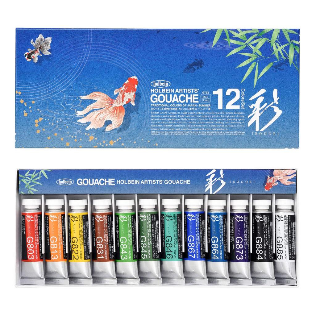 Holbein Opaque Watercolor Paints (Gouache) Japanese Colors "Sai" 15ml 12-Color Set - Seasonal Collec