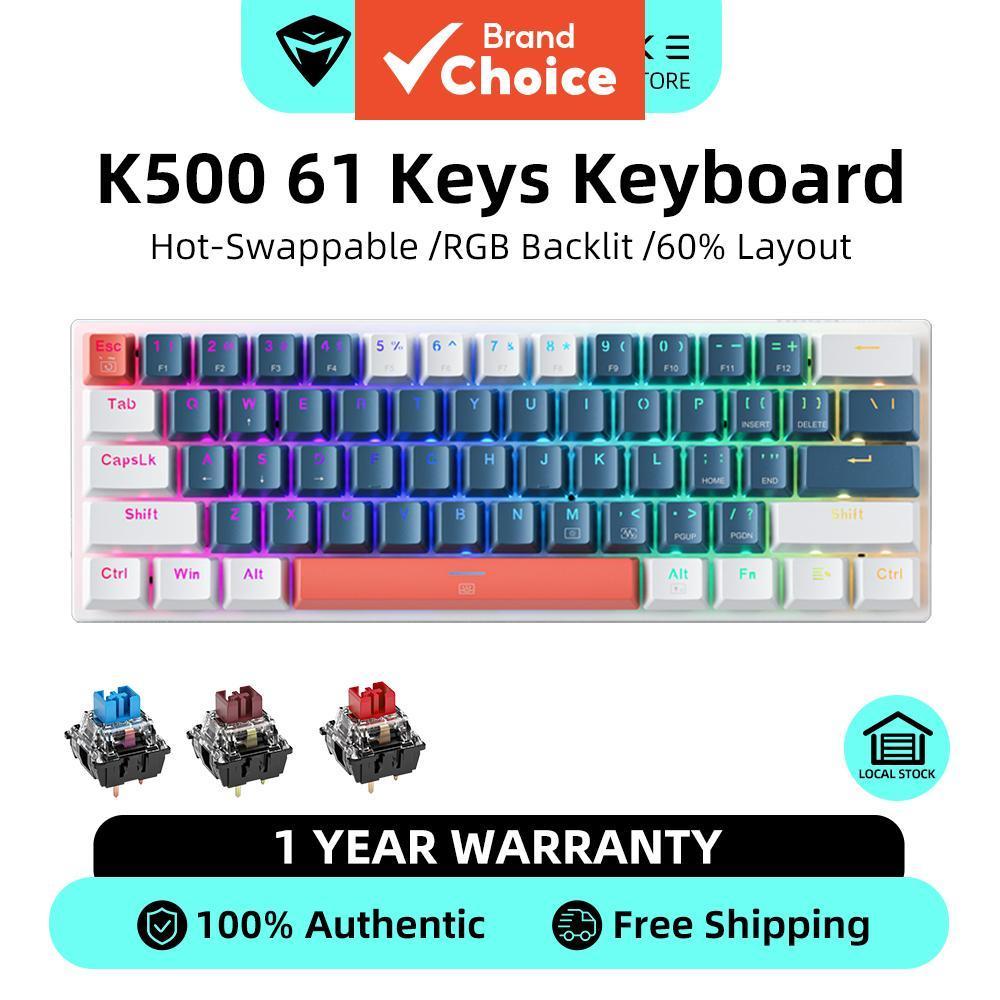 Machenike K500 B61 Mechanical K eyboard 60% คีย์แบบมีสาย Key board Hot-swappable RGB Backlit Gaming 