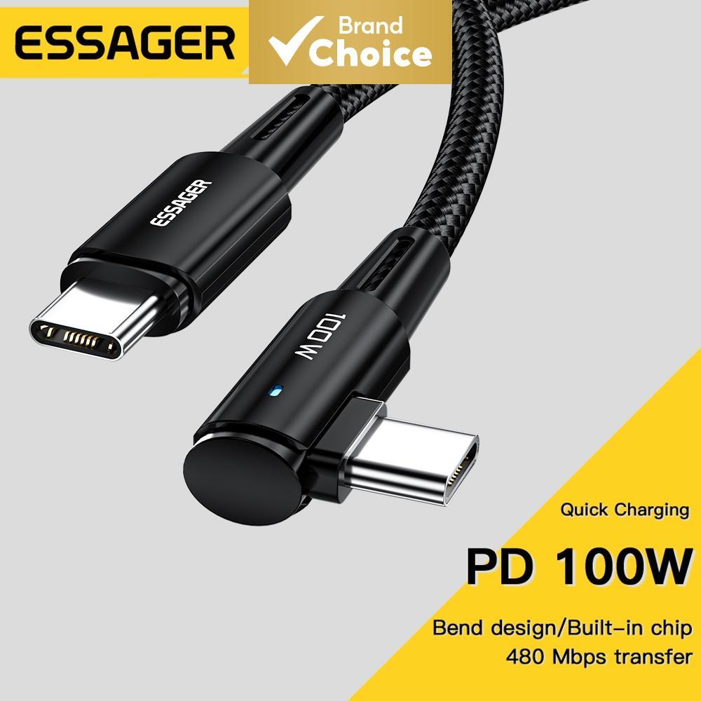 สายชาร์จเร็ว Essager PD 100W Type C to C สายชาร์จมือถือ 5A สําหรับ MacBook iPad Oneplus Xiaomi iPhone16 15