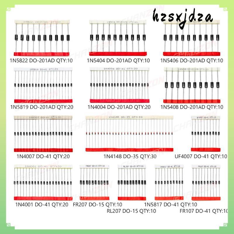 200 ชิ้น Fast Switching Schottky Diode Kit 1N4001 1N4004 1N4007 1N5408 UF4007 FR207 1N5817 1N5819 1N