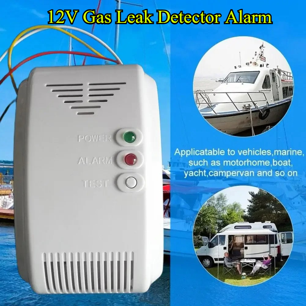 12V โพรเพนบิวเทน LPG เครื่องตรวจจับก๊าซธรรมชาตินาฬิกาปลุก LED แฟลชเสียงสําหรับมอเตอร์ Home Camper Marine