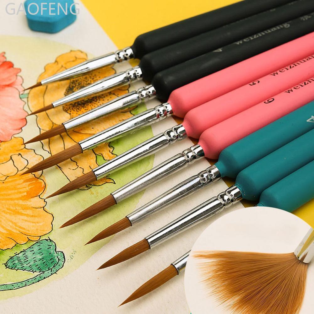 GAOFENG 11 ชิ้น Miniature Wolf Hair Paint แปรงภาพวาดศิลปะแปรงศิลปะแปรงสีน้ําภาพวาดสีน้ํามันแปรงวาดมื