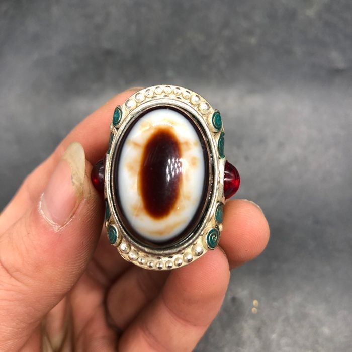 古木瓜项链男士白指外套秋季新款加绒外套新款男女童加绒外套古包Antique เบ็ดเตล็ดทิเบตเงินทองแดงสีขาวเงินฝัง Sky Eye Sky dnsddw00.my20