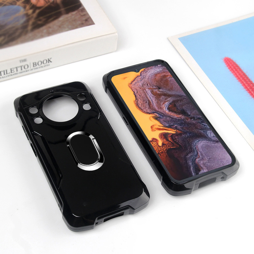 เคสโทรศัพท์สําหรับ Cubot Kingkong Power 5 ปกหลังนิ้วมือแหวนโลหะ Kickstand ผู้ถือรถ Matte ซิลิโคนนุ่ม