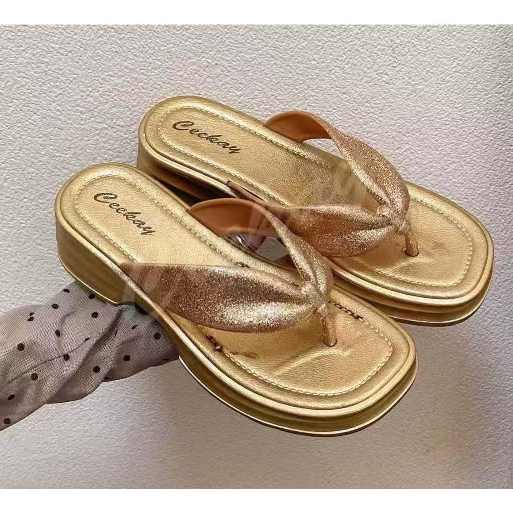 รองเท้าผู้หญิงแบบหนีบส้นสูงรองเท้าแตะรองเท้าลำลองผู้หญิงใส่สบายCK56