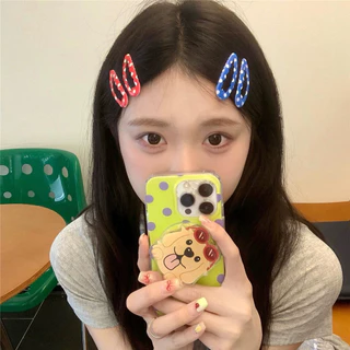 กิ๊บผมสีสดใสลายสก๊อต พื้นฐานเรซิ่น พร้อม BB clip และหัวใจรูปหยดน้ำ สำหรับเด็กและวัยรุ่น