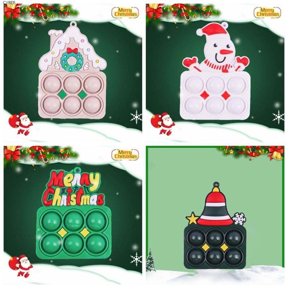 CYBER Fidget Toys, Mini Release Stress Christmas Bubble Keychain, Portable Simple Dimple Snowman Dec