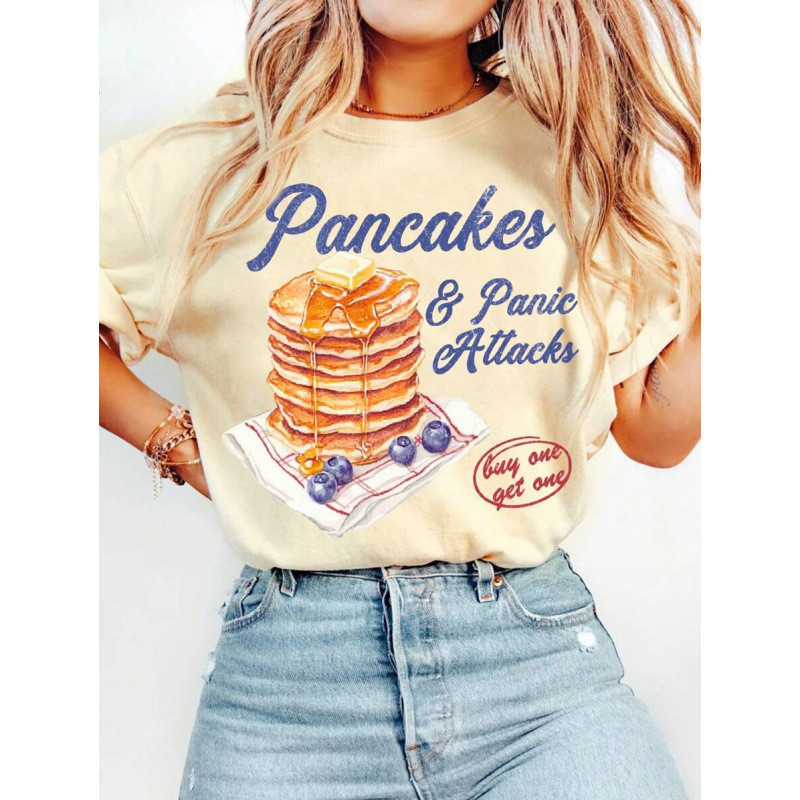 2026日用品五棉 INAWLY ผู้หญิง Vintage ตลก "Pantcake และ Panic AtCOD OSPR休闲