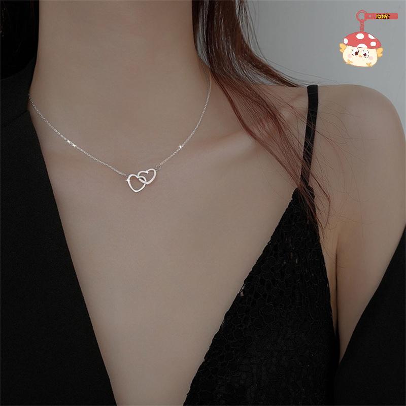 [IAQC] สร้อยคอเรียบง่ายสําหรับผู้หญิงแหวนคู่สร้อยคอจี้รูปหัวใจเครื่องประดับมินิมอลสตรีทสไตล์คอปกเค้น