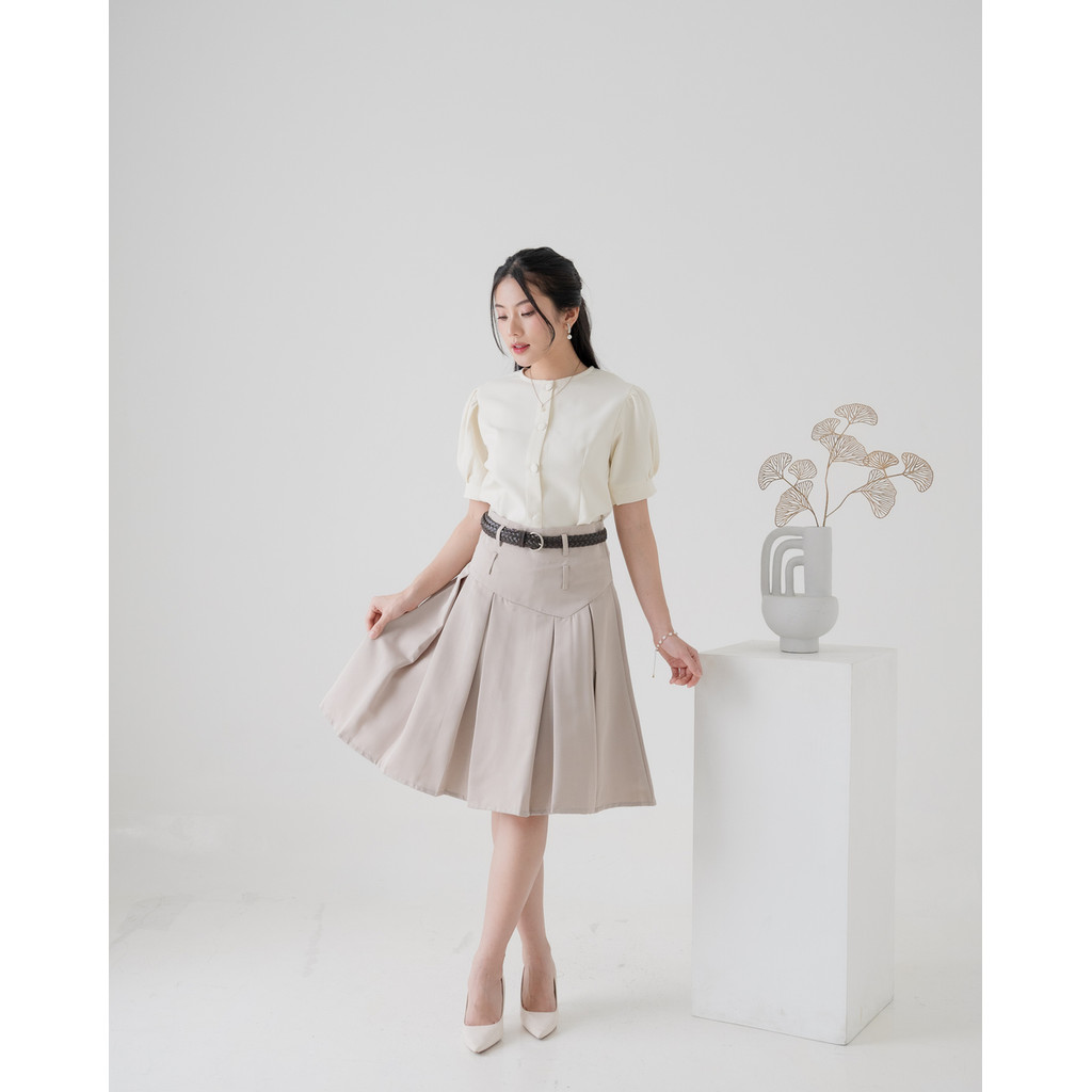 VES - Yejin Midi Skirt - กระโปรง Midi จับจีบด้านล่างด้านล่าง ไซส์ SL