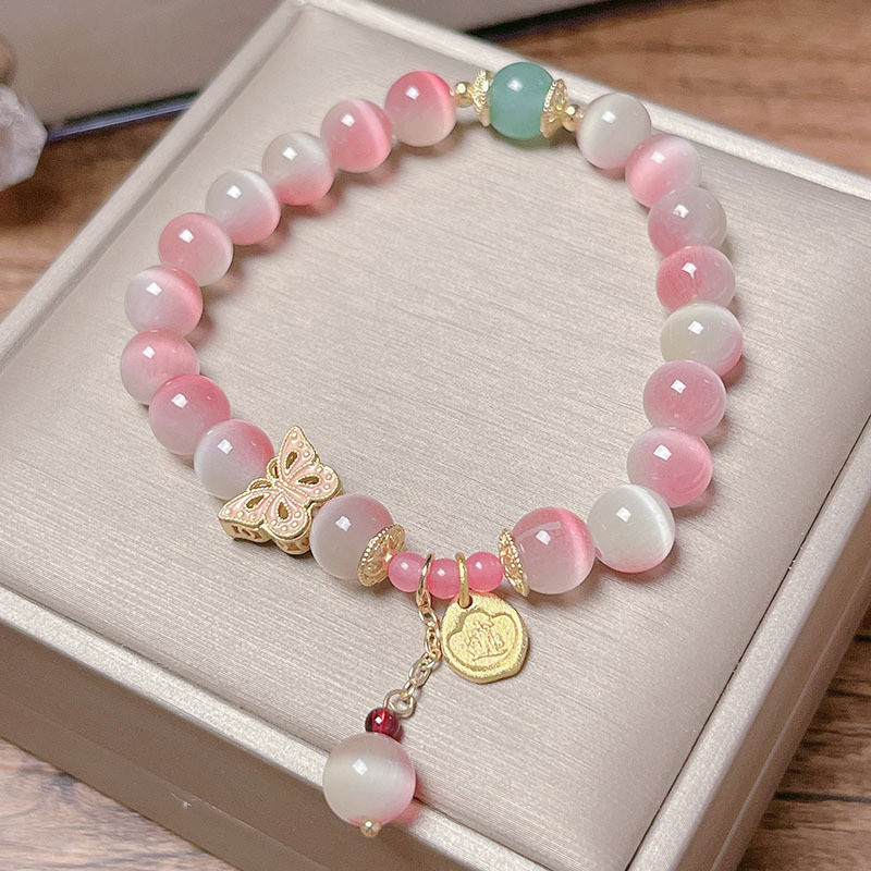 Pink Sweet Gradient Cats Eye Bracelet
