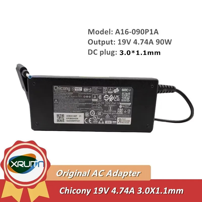 Original Chicony A16-090P1A A090A145P 19V 4.74A AC Adapter Charger 90W 3.0x1.0 มม.สําหรับ ACER แล็ปท