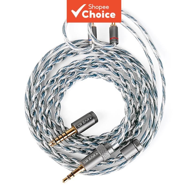 KBEAR P34 หูฟัง Silver-Plated สาย HiFi หูฟัง 2Pin 2-Strands อัพเกรดลวด 98-Core OFC หูฟังเสียงชุดหูฟังน้ําหนักเบา