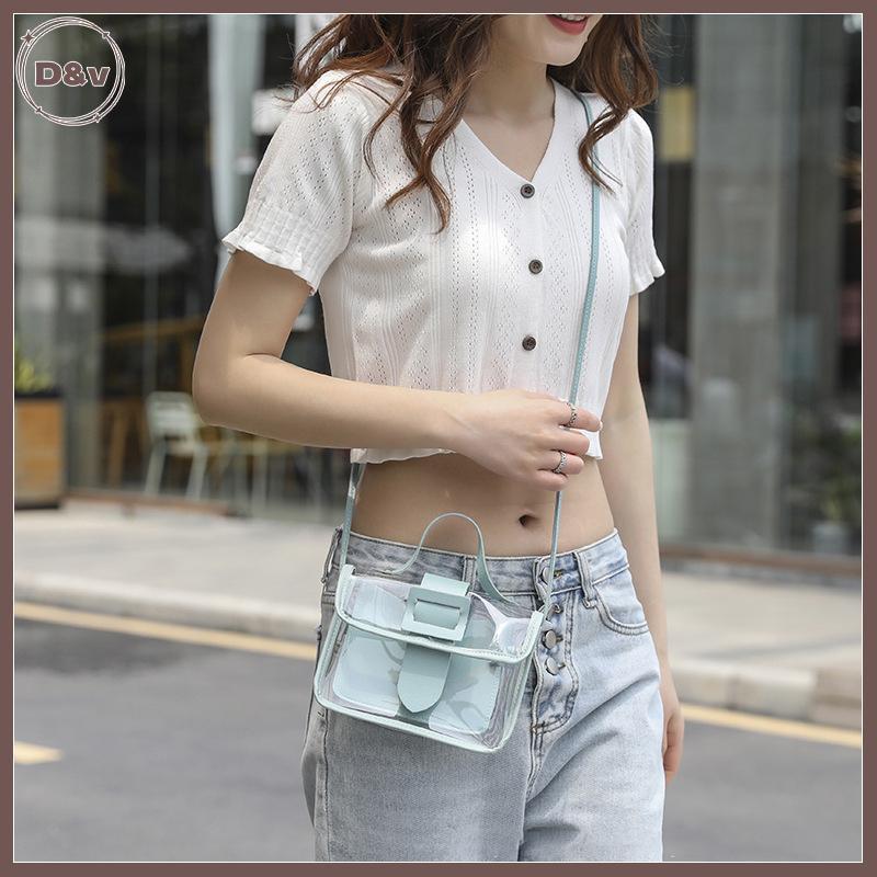 FRAG กระเป๋าสะพายเยลลี่ใส 3D Square Candy Color Handbag .