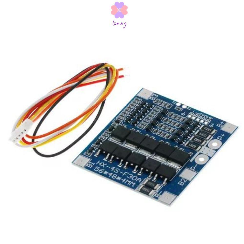 LONNG LiFePO4 / Lithium Battery Board, Blue Green 12.8V 14.4V BMS, With Balance 4S 3.2V 3.7V 30A 186