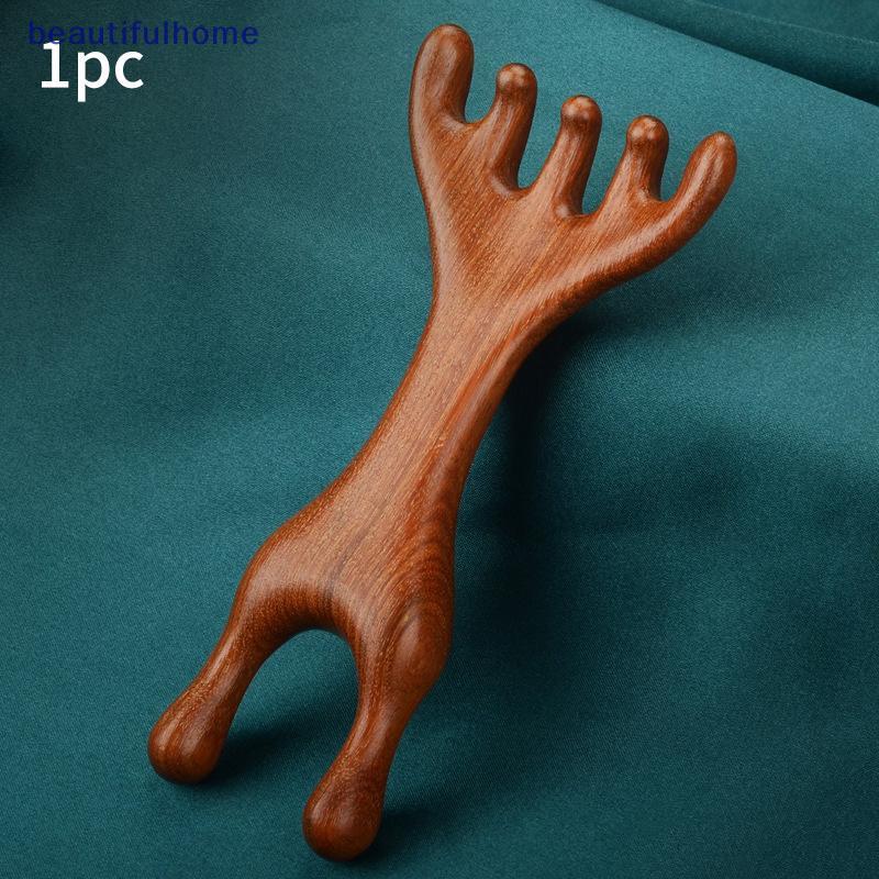 [ใหม่] Double Headed Body Meridian Massageb ไม้จันทน์กวาง Antlers ฟันกว้างฝังเข็มช่วยการไหลเวียนโลหิตเครื่องมือป้องกันไฟฟ้าสถิต [TH]