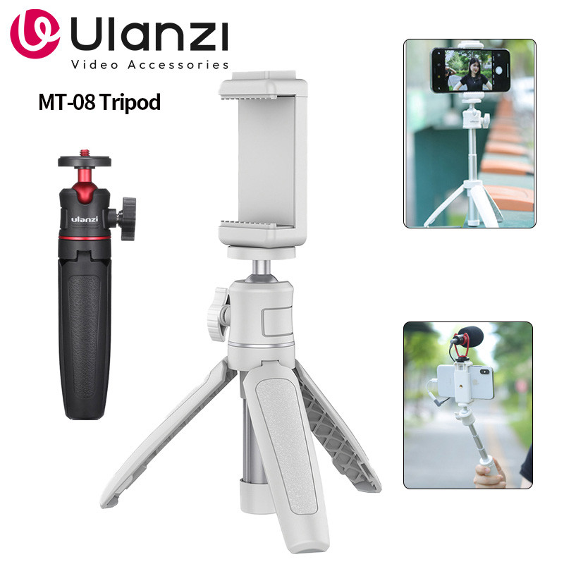 MT-08 ขาตั้งกล้องขนาดเล็กแบบยืดได้ Selfie Stick Handle Grip 360° หัวบอล 1/4 "สกรูสําหรับโทรศัพท์กล้อง Vlog