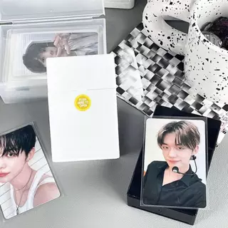 การ์ด กล่องเก็บของฝาปิดป๊อปอัพ Simple Ins สไตล์ซีลสติกเกอร์ DIY Photocard โพลารอยด์จัดเก็บกล่องกันฝุ่นแบบพลิกด้านบนแบบพกพา