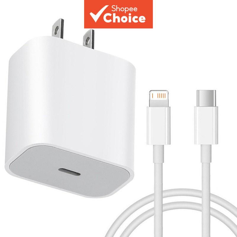 ที่ชาร์จเร็ว PD 20W USB-C สําหรับ iPhone 14 13 Mini 12 11 Pro Max X XS 8+ 7 Plus อะแดปเตอร์ปลั๊ก US ชาร์จเร็ว พร้อมสาย 1 เมตร