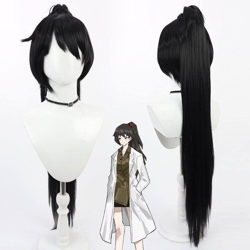 Library Of Ruina Carmen Cosplay Wig Black Realistic Scalp Detachable Ponytail Heat Resistant Cos Hai