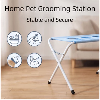 HOBBY ชั้นวางอาบน้ําสัตว์เลี้ยง, Anti-Scratch Fast Dry Mesh Cat Washing Hammock, ทนทานพับได้ 8 หลุมเล็บที่ถอดออกได้ Clipping Station Puppy Cat