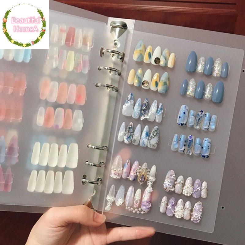 BHome Easy Nail Painting Practice Design Book Nail Design Tip PVC Storage Display อัลบั้มเล็บตัวอย่างเครื่องมือ TH