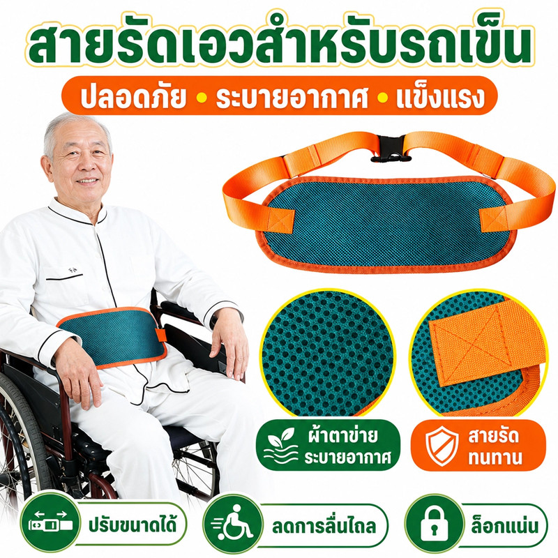 COD เข็มขัดนิรภัยรถเข็น เข็มขัดนิรภัยสำหรับรถเข็นสำหรับผู้สูงอายุ ป้องกันการเอียงไปข้างหน้า ป้องกันการลื่นไถล