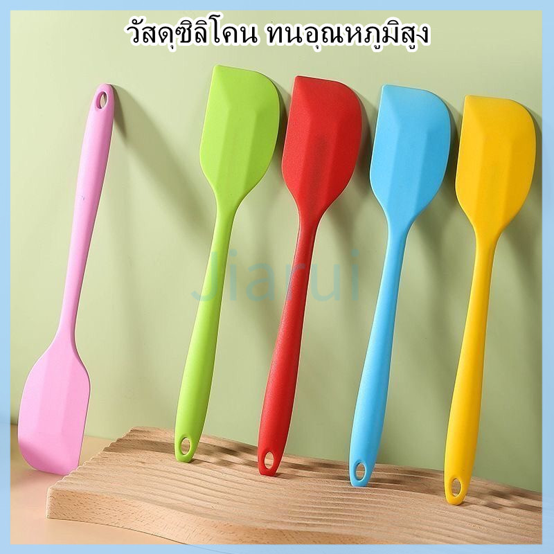 JiaRui ไม้พายซิลิโคนสำหรับอบขนมเกรดอาหาร ไม้พายครีมแบบนุ่มพร้อมที่ขูดในตัว