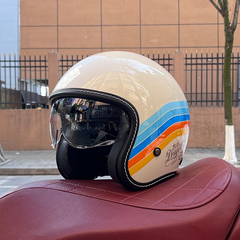 2025NEWORZ หมวกกันน็อคมอเตอร์ไซค์ Retro ผู้ชายและผู้หญิงครึ่งหมวกกันน็อค Cruise 3/4 หมวกกันน็อคสกู๊ต