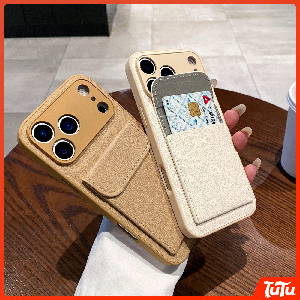 TuTu หรูหราผ้าไหมหนังกระเป๋าสตางค์สําหรับ iPhone 17Air 17 11 12 13 14 15 16 Pro Max 8 7 Plus X XS Drop-proof เลนส์ป้องกันเคสโทรศัพท์ ไอโฟน เคสไอโฟน เคส เคสไอโฟน ไอโฟน เคสกันกระแทก