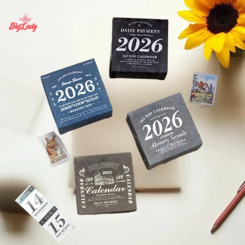 Biglady Journal GO 365pcs Vintage 365 วันชีวิตทุกวัน Washi สติกเกอร์เทปสําหรับ Collage Junk Journal 