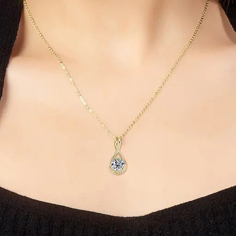 สร้อยคอหยดน้ำ 여성 Ozone สไตล์ไฮเอนด์ เพทายแสงหรูหรา พร้อมส่ง WJG