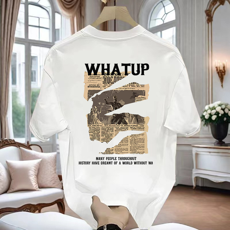 20262025เสื้อยืดแขนสั้นสไตล์ใหม่ผู้ชาย ins Street Wear ยุโรปอเมริกันสไตล์ฮิปฮอปรอบคอ Bottoming เสื้อ