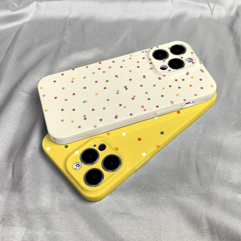 Ins Creative Polka Dot เหมาะสําหรับ Apple 16 เคสโทรศัพท์สไตล์ใหม่ iPhone15promax กรณี ipone14 ฟิล์ม 