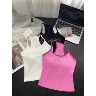 Vogue🌟พร้อมส่ง🌟 เสื้อสายเดี่ยว เสริมฟองน้ำ สีสดใส สไตล์สาวเท่ (FY3590)